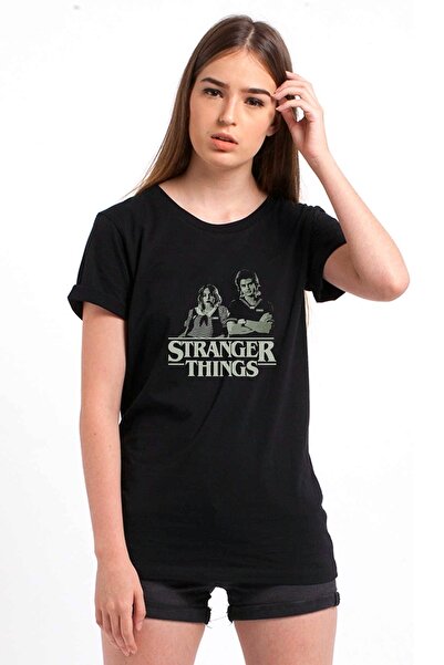 QIVI Stranger Things Ice Cream Anyone Друкована чорна жіноча трикотажна футбо...