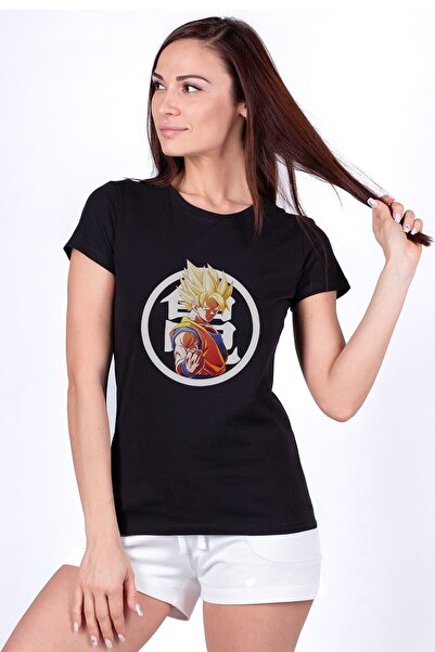 QIVI Anime Dragon Ball Štampano Crna Ženska Pleteno Majica