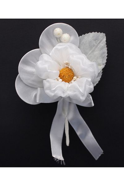 Lora Wedding Λευκό Χρώμα Σατέν Υφασμάτινο Κιτ Λουλουδιών 15cm 12 Τμ