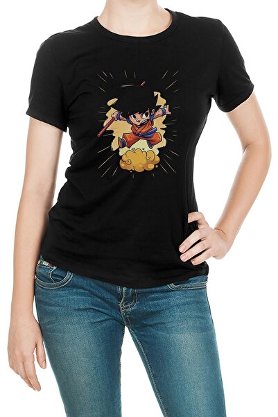 QIVI Anime Dragon Ball Štampano Crna Ženska Pleteno Majica