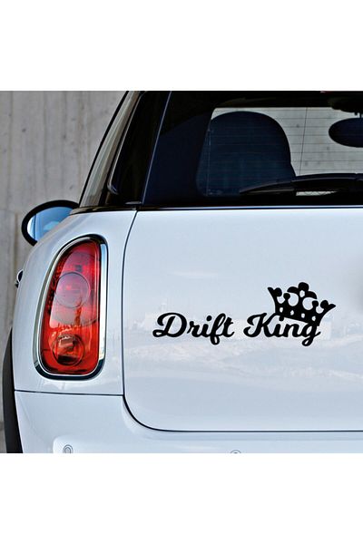 New Jargon Autocolant cu text și coroană Drift King 35cm - negru