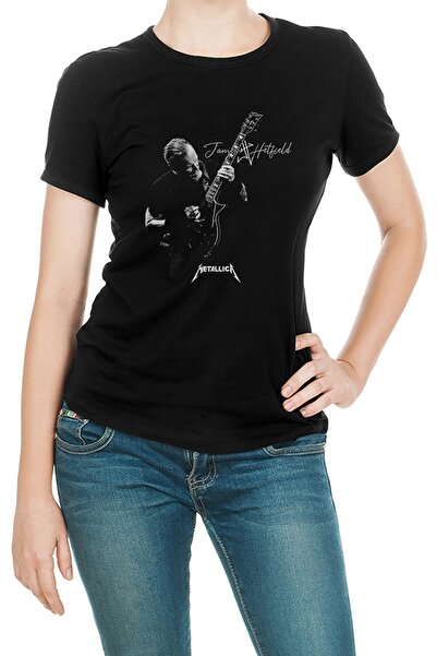 QIVI Tricou tricotat pentru femei Metallica James Hetfield Guitar Rock, cu im...