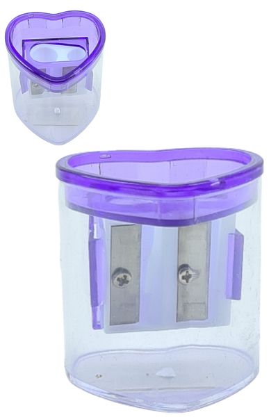 TGB Heart Pencil Sharpener Two-Eye Pencil Sharpener Double Sided Pencil Sharpener with Tank Purple