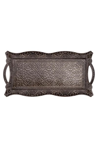 BAZAAR 4 صينية معدنية بزخارف عثمانية لشخصين