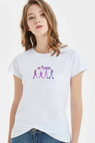 QIVI The Beatles Minimalist Štampano Bela Ženska Pleteno Majica T-shirt T-shirt