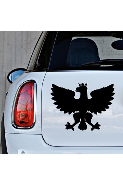 New Jargon Autocolant Vultur cu aripi deschise cu coroana regelui pe cap 35 cm - negru