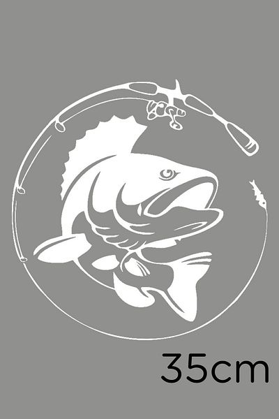 New Jargon Autocolant Time to Go Fishing 35cm - Alb