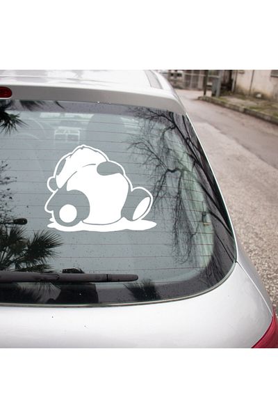 New Jargon Autocolant Panda râzând pe pământ 35cm - Alb