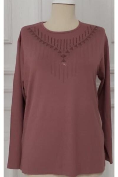 Nacar Anne Yaka Taşlı Bluz Penye