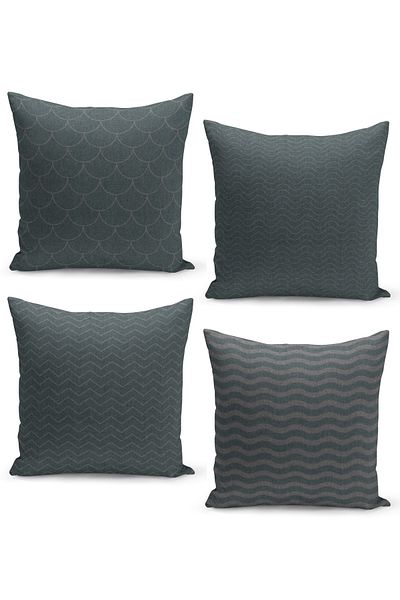 Filamente Set of 4 Throw Pillow Cases, Tweed Background, Geometric Pattern