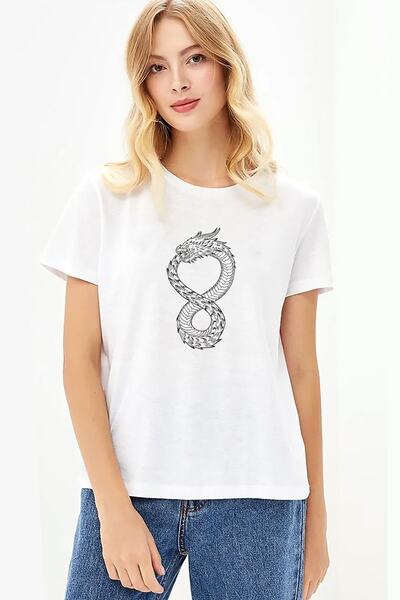 QIVI Altered Carbon Dragon Black Štampano White Women Pleteno Tshirt T-shirt ...