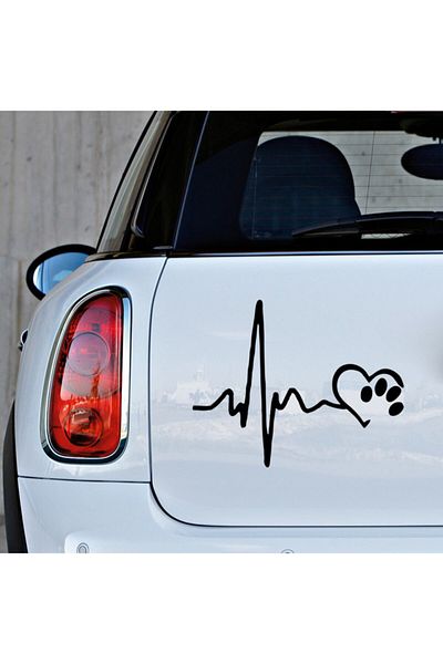 New Jargon Pulse Heartbeat Paw Pethop Autocolant 35cm - Negru