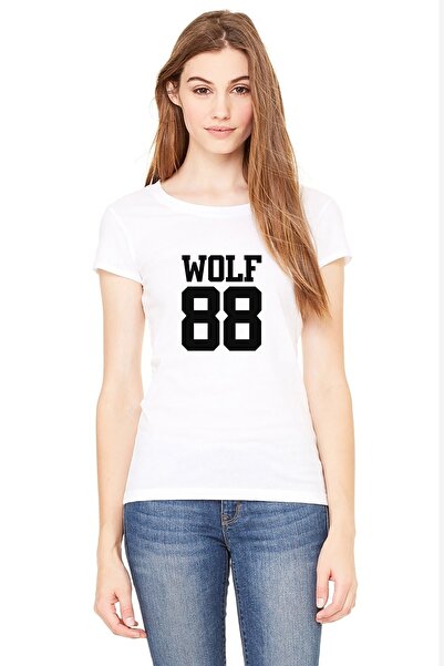 QIVI Wolf 88 Logo Štampano Bela ženska Pleteno majica