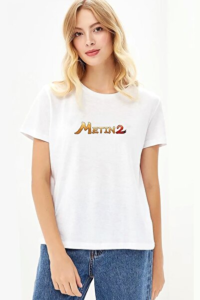 QIVI Metin2 Logo Štampano Bela Ženska Pleteno Majica T-shirt T-shirt