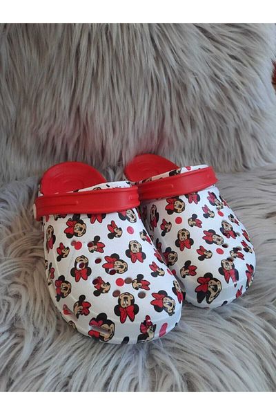 Akınal Bella Women's Red White Mickey Mouse Slippers