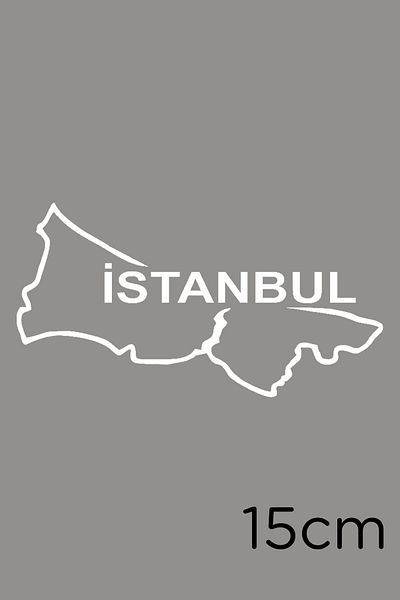 New Jargon Autocolant Harta Istanbul Lipire pentru Vehicul si Perete 15 Cm - Alb