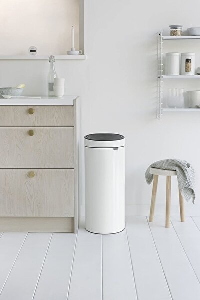 Brabantia Touch White Trash Can 30L