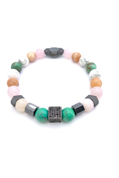 OSMANLI DEĞERLİ TAŞ Certified Natural Stone Bracelet- Turquoise-morganite-pin...
