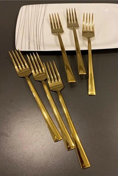 BRONDOFF Stayle Gold Titanium 6 Pieces Dessert Forks