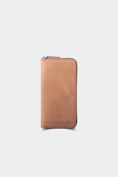 GUARD Nubuck Taba Zippered Portfolio Wallet
