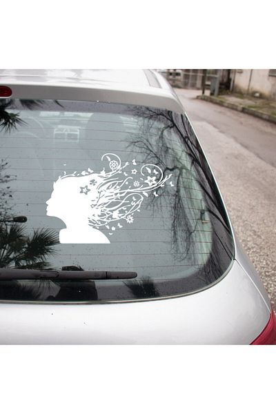 New Jargon Butterfly and Flowers Inside Woman's Hair Sticker 25 cm
