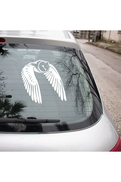 New Jargon Aripi Închise Bufniță Zburătoare Autocolant Lipire 35cm - Alb