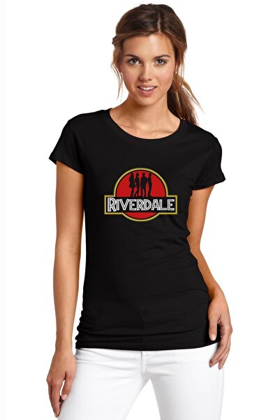 QIVI Riverdale Jurassic Park Logo Štampano Crna Ženska Pleteno Majica T-shirt...