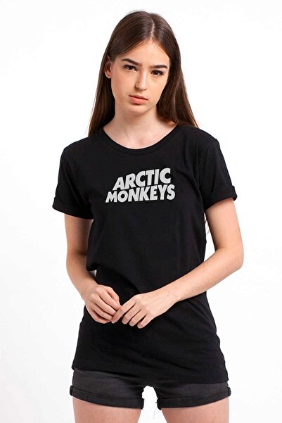 QIVI Tricou Tricot Tricou Tricou Tricou Tricou Arctic Monkeys Printed Negru
