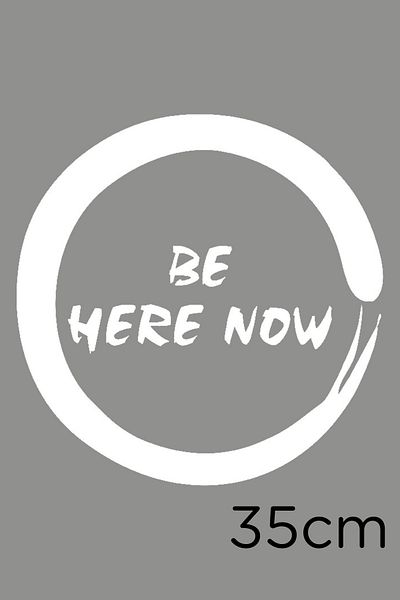 New Jargon Zen Sign Be Here Now Scriere Yoga Figure Sticker Lipire 35cm - Alb