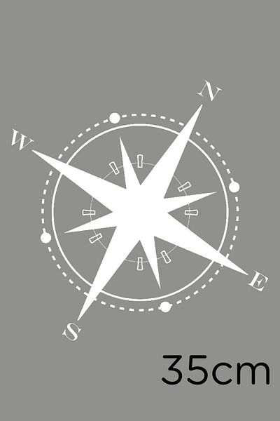 MIGNATIS Autocolant pentru vehicule North South East West Pointed Compass 35cm - Alb