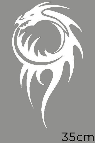 MIGNATIS Autocolant alb cu dragon de foc - autoalimentat, lipire de 35 cm