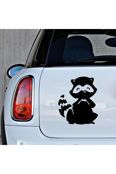 MIGNATIS Autocolant creativ drăguț cu raton pentru pastă auto 35 cm - negru
