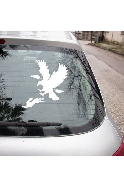MIGNATIS Autocolant Vultur care încearcă să-l prindă pe iepure 35 cm - alb