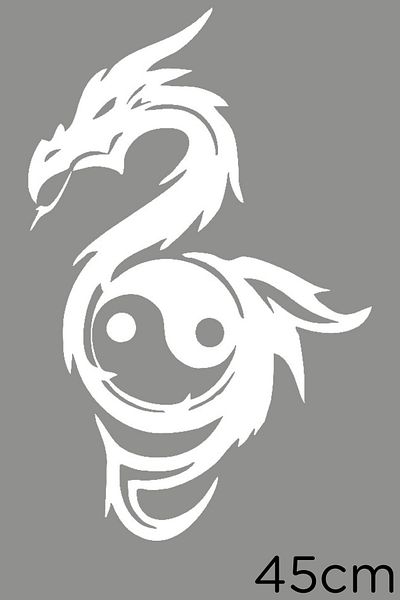 MIGNATIS Autocolant Dragon Good Evil Balance Ying Yang Icon 45cm - Alb