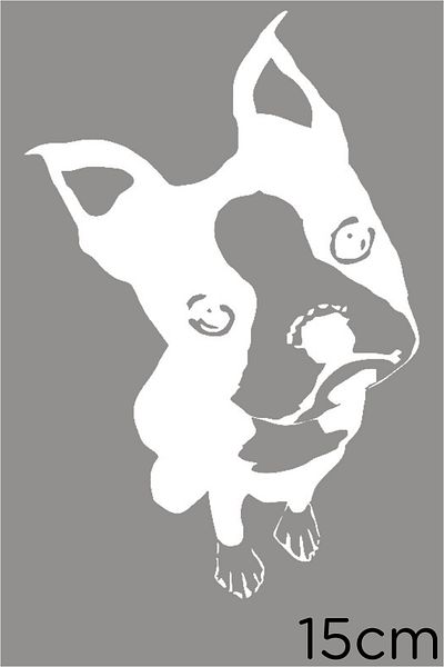 MIGNATIS Autocolant Little Boston Terrier Etichetă de pastă 15cm - Alb