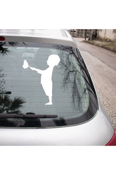MIGNATIS Autocolant drăguț pentru copii care așteaptă fluturele să fie încălzit 35 cm - alb