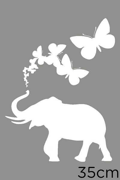 MIGNATIS Lipirea Fluturilor Mici până la Mari și Autocolant Etichetă Elefant 35cm - Alb