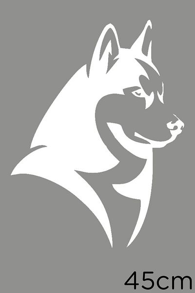 MIGNATIS Autocolant de perete pentru vehicul cu aspect drăguț Husky Siberian 45 cm - alb