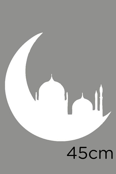 MIGNATIS Autocolant Moschee Islam World pe simbolul lunii 45cm - alb