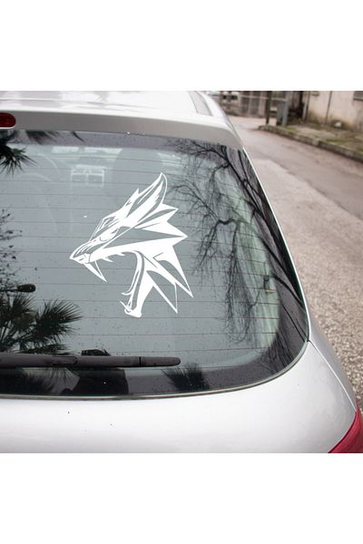 MIGNATIS Autocolant cu vedere laterală Angry Wolf Fox 25cm - Alb
