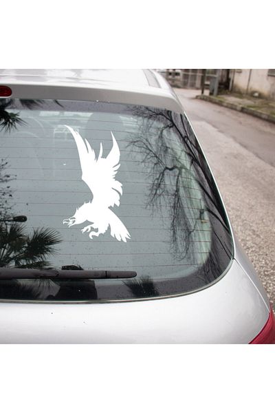 MIGNATIS Autocolant autocolant Angry Rebel Eagle atacând vânătoarea 45cm - alb