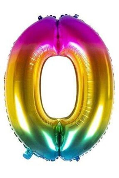 parti sürprizi بالون فويل رقم 0 من قوس قزح 100 سم