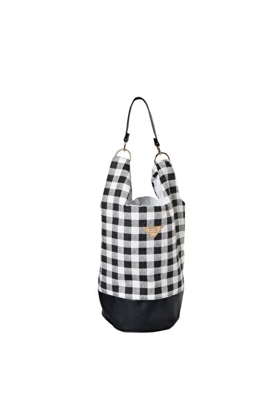 Sisaart Poşe Bag Deri Zeminli Pötikare Model Kadın Çanta