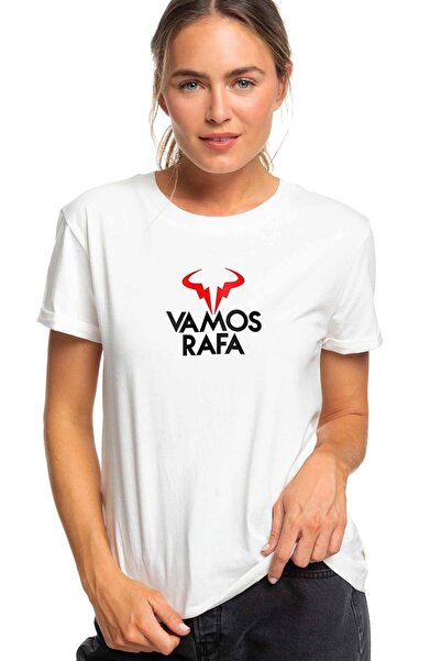 QIVI Tenis Vamos Rafa Logo Štampano Bela Ženska Pleteno Majica T-shirt T-shirt