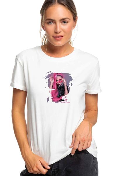 QIVI Lady Gaga Beauul Dirty Rich Štampano Bela Ženska Pleteno Majica T-shirt ...