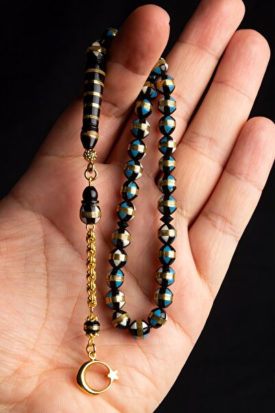 OTTOTESBİH Men's Gift Prayer Beads, Embroidered Kuka Prayer Beads, Zulfiqar Sword Prayer Beads