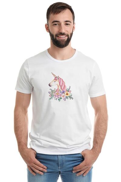 QIVI Jednorog cvet bez imena Štampano beli muškarci Pleteno majica T-shirt t-...