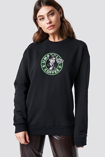 QIVI The Umbrella Academy Umbrella Coffee Принт Чорний Жіночий Трикотажний Св...