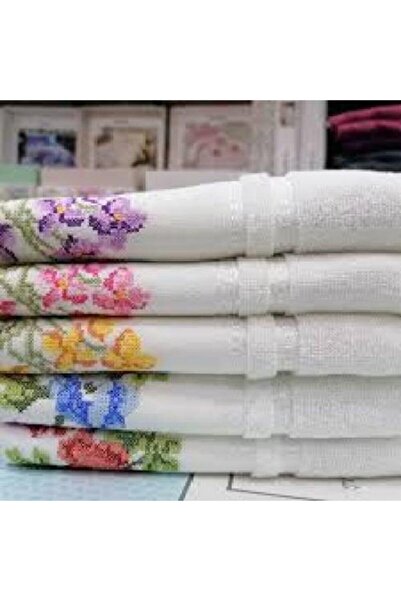 Özdilek Beyaz Nakışlı El Yüz Havlusu 12'li