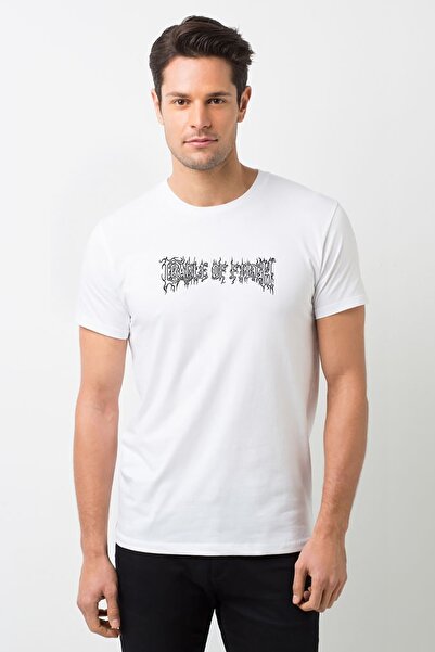 QIVI Cradle Of Filth logo Štampano bela muška Pleteno majica T-shirt